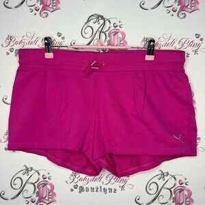 Puma shorts pink silver logo emblem on back metal new without tags workout gym